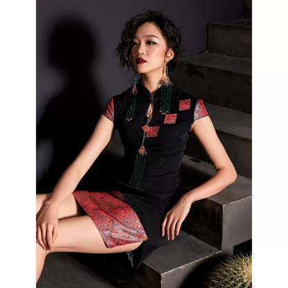 Slanted Collar Asymmetric Qipao / Cheongsam