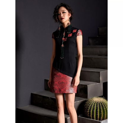 Slanted Collar Asymmetric Qipao / Cheongsam