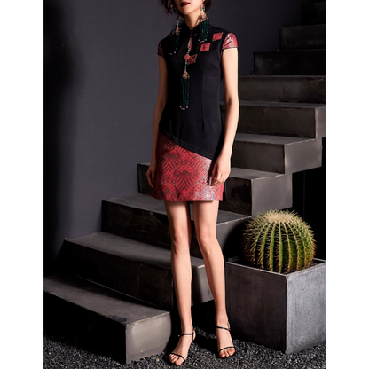 Slanted Collar Asymmetric Qipao / Cheongsam