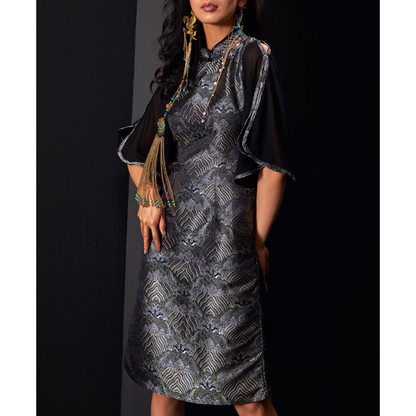 Open Sleeves Piping Cut Qipao Cheongsam