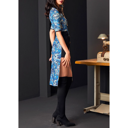 Blue Ukiyoe Print Qipao / Cheongsam