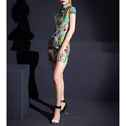 Floral Spring Green Cheongsam / Qipao