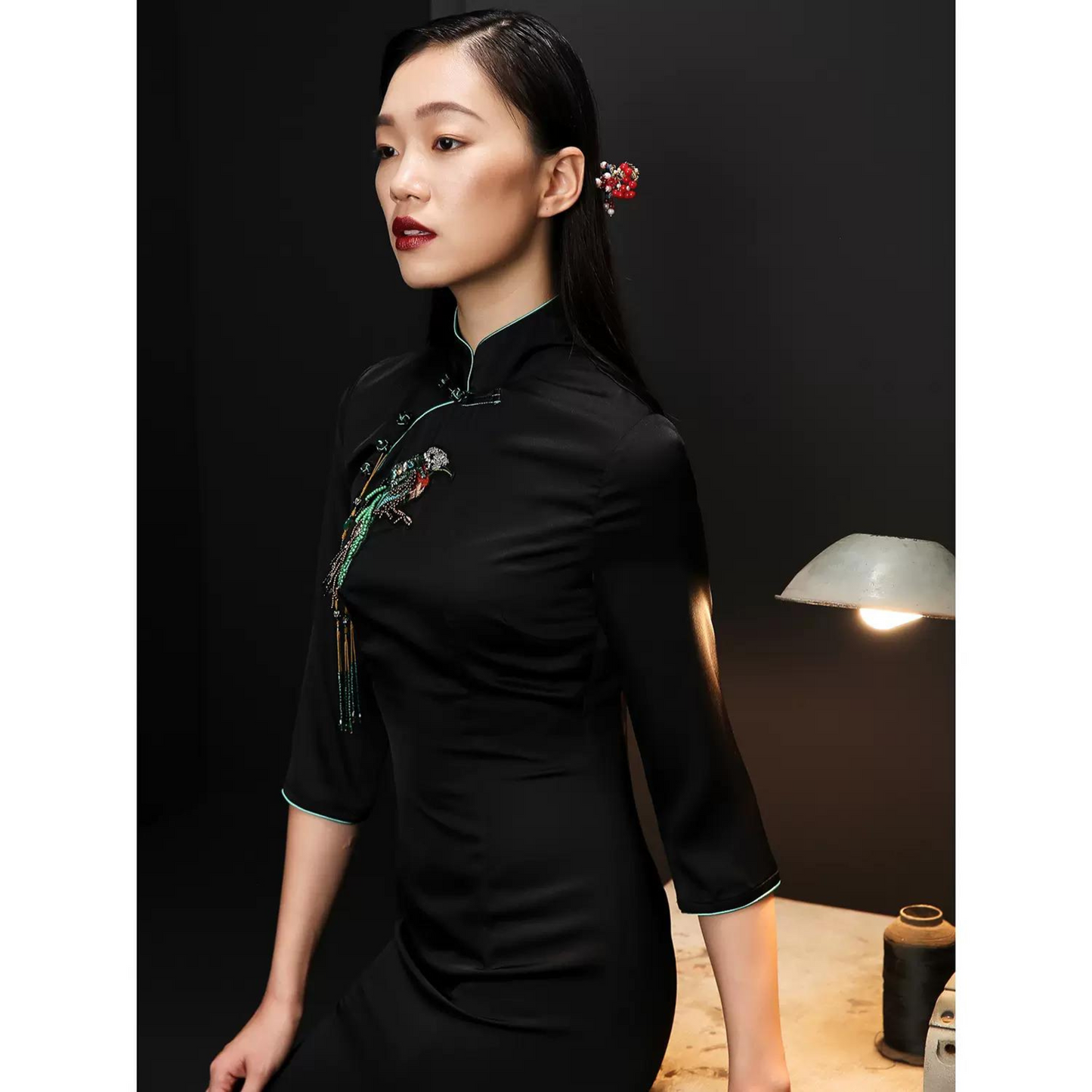 Dark Long Modern Qqipao / cheongsam