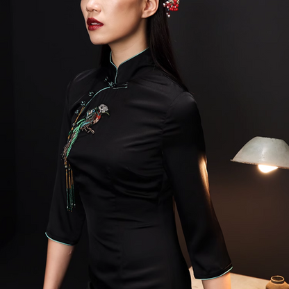 Dark Long Modern Qqipao / cheongsam