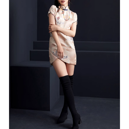 Moon White Jacquard Cross Skirt Modern Qipao