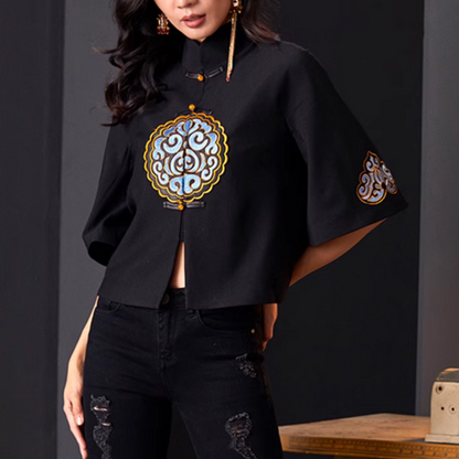 Embroidered Cloud Pattern Tang Suit